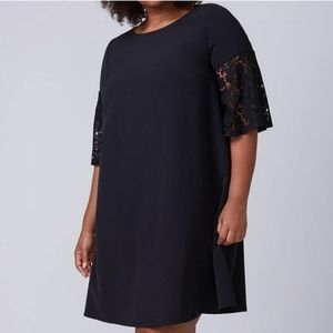 Lane Bryant Black Lace Bell Sleeve Swing Dress